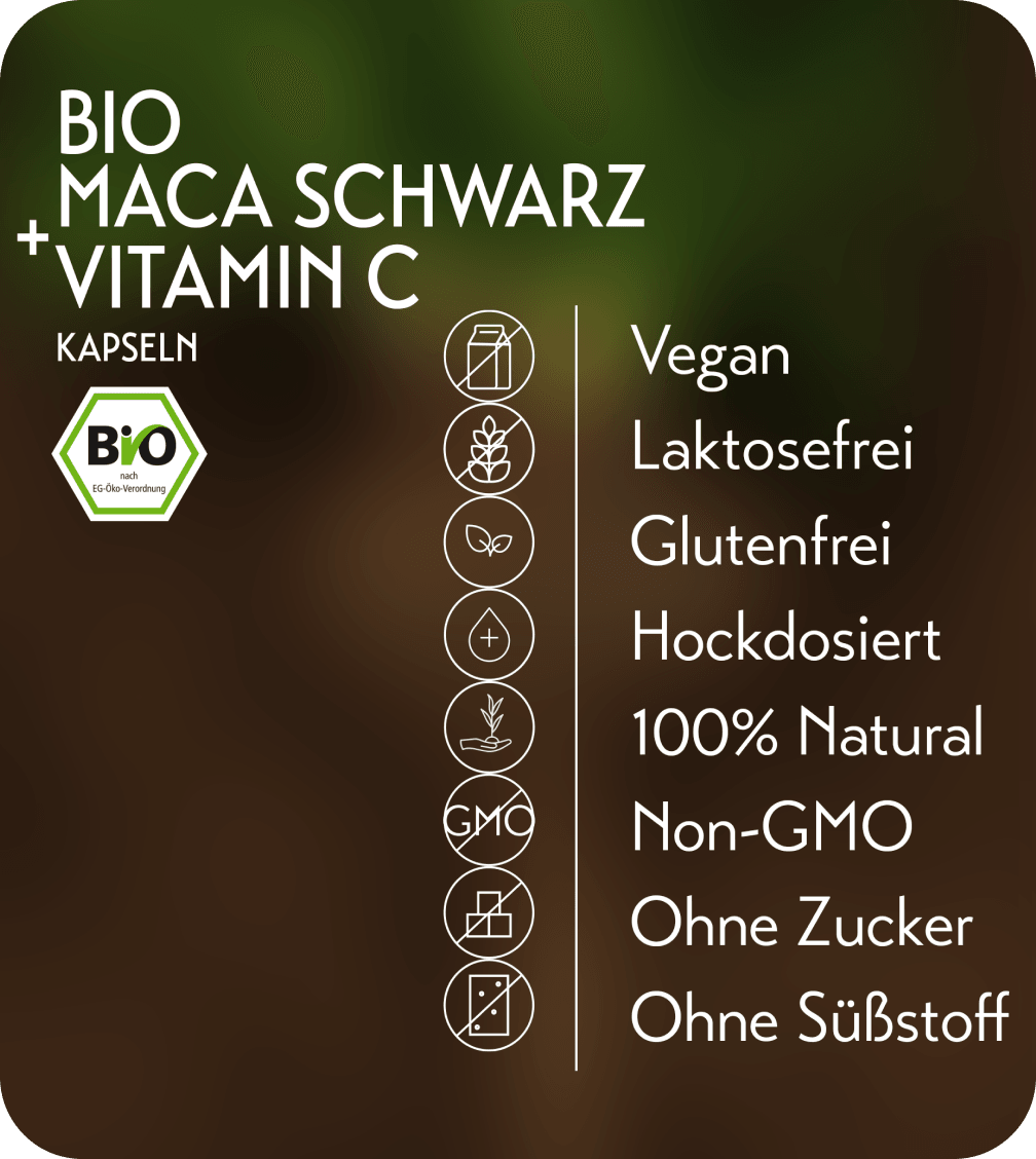 BIO MACA SCHWARZ MIT BIO AMLA EXTRAKT (VITAMIN C) - Veda Naturals